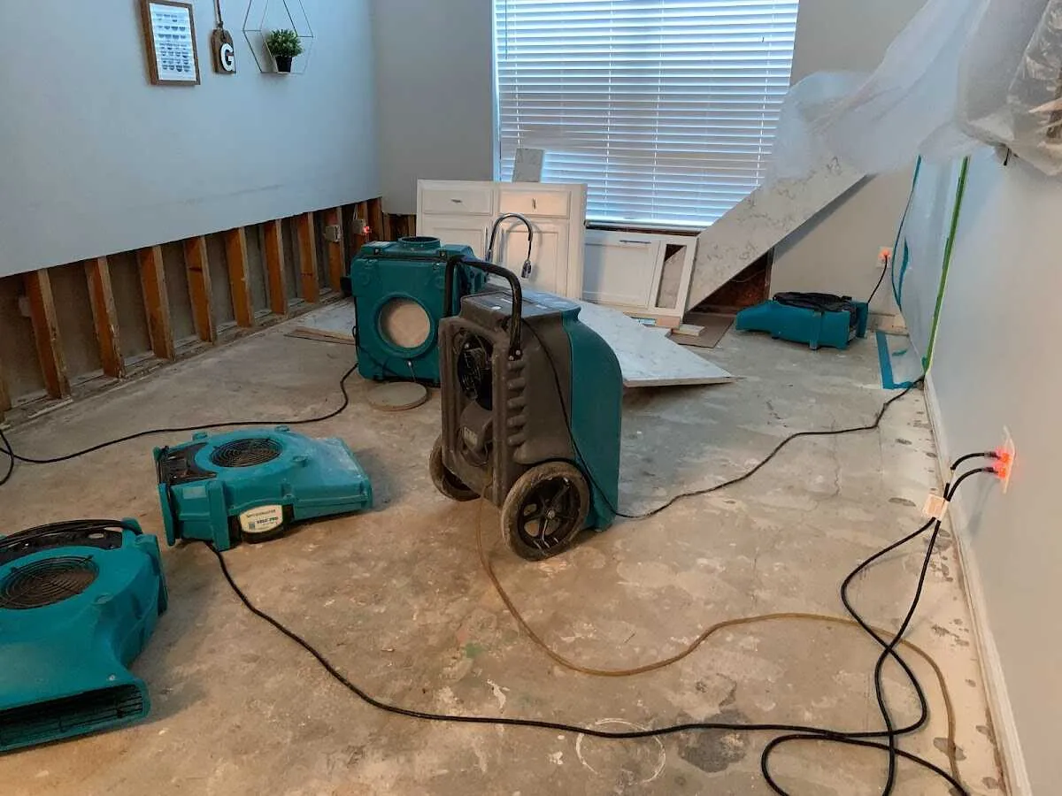 Dehumidifier in flood-cut room for Water Extraction & Removal in La Homa